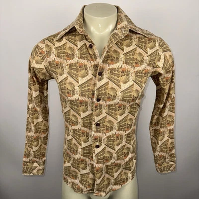 Camisa Disco Woodstock Hippy Rockabilly MCM Nik Kennington Para Hombres XS De Colección Años 60 70 Foto 1 de 4