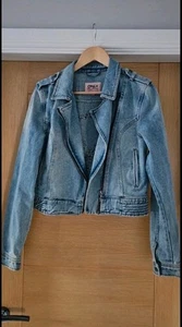 ONLY Weekend Wardrobe Skull Denim Jacket Size 12 - Picture 1 of 3