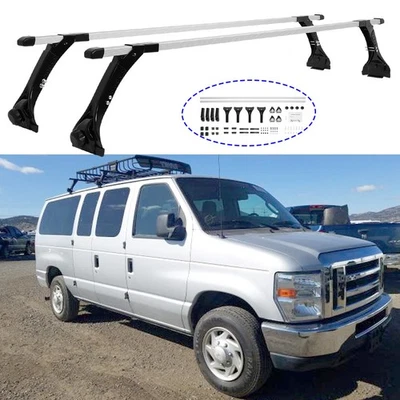 Barra transversal de techo para Ford Econoline E150 E250 E350 portador de carga canalón de lluvia Foto 1 de 4