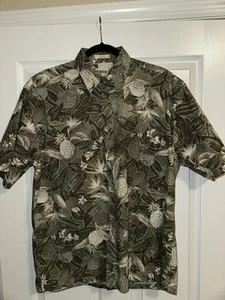 Campia Moda Men’s Hawaiian Shirt Size Medium Short Sleeve Green Pineapple - Picture 1 of 8