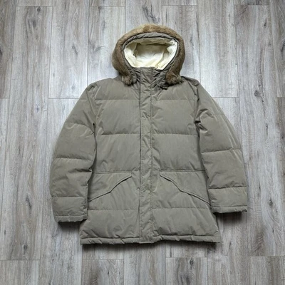 C.P Company Vintage 03/04 Hooded Down Parka Jacket Fur Rabbit Khaki Mens Size 54 - Image 1 of 4