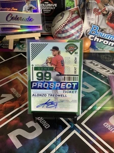 2024 Panini Prospect Edition Alonzo Tredwell Green Prizm Auto #12 Houston Astros - Bild 1 von 2