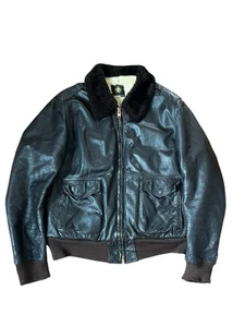 Giacca pelle vintage A-2 pilota bomber orso dorato foderata pelliccia di capra taglia 48 - Foto 1 di 14
