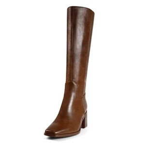 Women's Knee High Boots Chunky Heel Square Toe Tall Boots High Block Heel Side - Picture 1 of 7
