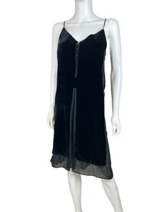 Miu Miu 1990s Black velvet sheer slip dress, UK8/10 (S), Good Cond - Picture 1 of 24