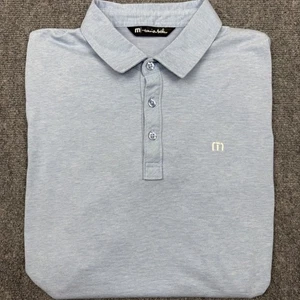 Travis Mathew Golf Polo Shirt Mens Sz L Blue Lightweight Seahorse Embroidery - Picture 1 of 8