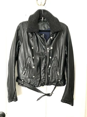 Free People W Lg Studded Vegan Moto Jacket With Removable Faux Sheepskin Collar - Image 1 of 4