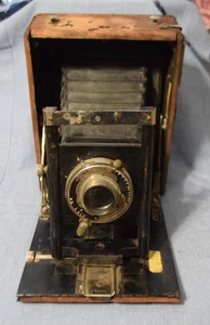 Antique 1904 Seneca Camera Black Bellows Plate Wood Case - Picture 1 of 12