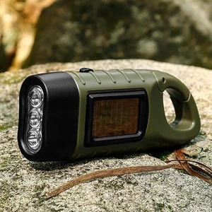 50 X Hand Crank Dynamo Solar Powered Flashlight Emergency Rechargeable LED Torch - Picture 1 of 13