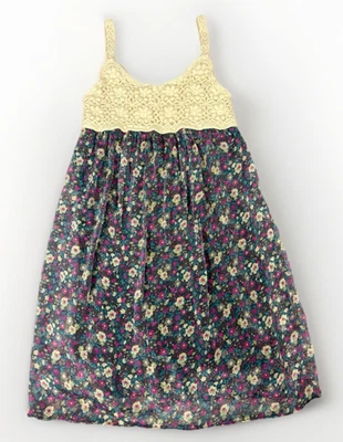 Vtg dELiAS Womens Dress XS Floral Chiffon Crochet Lace Boho Babydoll Ditsy Y2K - Image 1 of 4