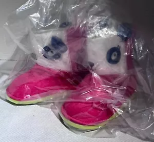 Gymboree Winter Shoes Boots 13 GY Winter Boots Size 7 Suede Pink and Green Panda - Picture 1 of 4