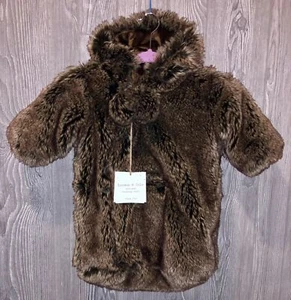 LONDON & COLE Pom Pom Luxe Brown Faux Fur Bunting Suit Sack NEW Infant 0-6 mos - Picture 1 of 7
