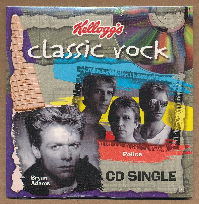 Kellogg's Classic Rock CD 2 Singles Police Bryan Adams Unwrapped