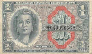 USA / MPC $1 1961 Series 611 Plate # 58 Circulated Banknote Z6 - Picture 1 of 2
