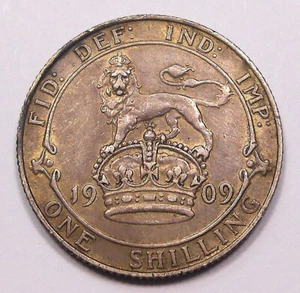 Great Britain 1909 SILVER Shilling CH VF-XF HIGH Grade Edward VII TONED UK Coin - Picture 1 of 2