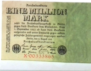 1923 Germany Hyper Inflation 1 Million / 1.000.000 Mark Banknote - Picture 1 of 1
