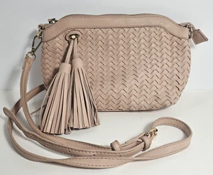 Miztique Handtasche Dusty Pink Purse Crossbody Vegan Leather Woven 2 Quasten - Bild 1 von 14
