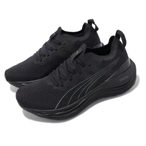 Puma ForeverRun Nitro Knit Black Shadow Gray Men Unisex Running Shoes 379139-01 - Picture 1 of 8