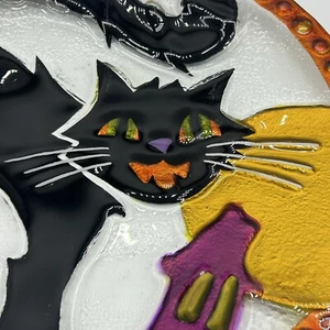 Silvestri Lori Siebert Halloween piatto vetro fusione 11 pollici gatto nero luna piena - Foto 1 di 10
