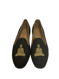 New! Stubbs & Wootton Black Linen Buddah Loafers sz 10.5 IT 43.5 - Picture 1 of 7
