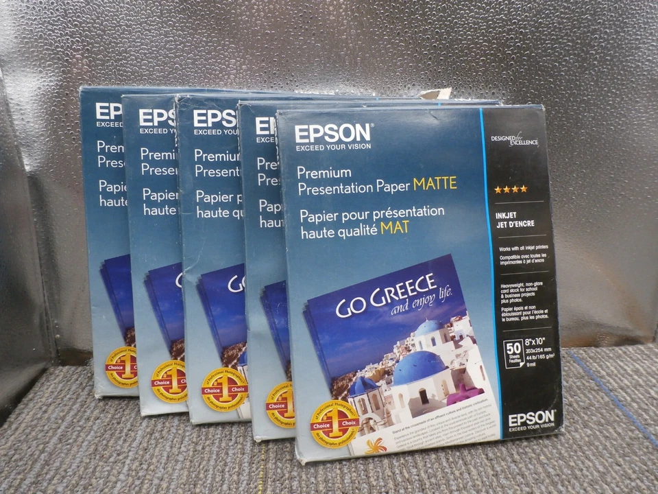 NEW 5Pack Epson Borderless 8" X 10" Premium Matte Paper Heavyweight 50 Sheets - Image 1 of 4
