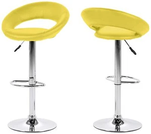 PAR DE Taburete de Bar Color Brillante Calidad Asiento Acolchado Imitación Cuero y Cromo OFERTA - Imagen 1 de 16