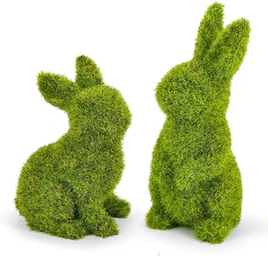 Easter Bunny Decorations,Resin Moss Bunny Figurine,Garden Artificial Moss Rabbit - Picture 1 of 11
