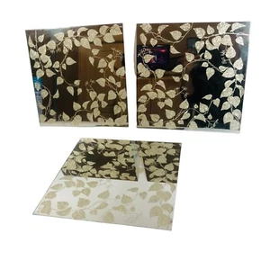 Vintage Glass Tile Gold Leaves - 12” x 12" Tile Mirrors - Lot of 3 - Picture 1 of 6