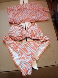 size small three piece bikini set tie halter with cover up skirt - Picture 1 of 1