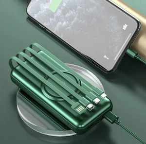 10000mAh Large Capacity Built-in Cables Wireless Charging Power Bank and MagSafe - Picture 1 of 11
