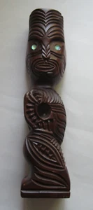 FIGURINA IN LEGNO TIKI ANCESTRALE MAORI NUOVA ZELANDA vintage - Foto 1 di 10