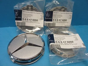 Set of 4 Genuine Wheel Hub Cap for Mercedes Benz Star Alloy Wheel Silver - Picture 1 of 11