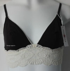 NWT Cosabella SONIT1301 "Sonia" Soft Cup Cotton w / Lace Bralette, Italia, Marrón S - Imagen 1 de 7