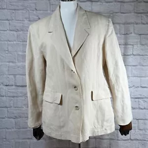 Vintage 80s Byblos Capriccio Linen Blazer Women's Medium Suit Jacket Italy - Picture 1 of 12