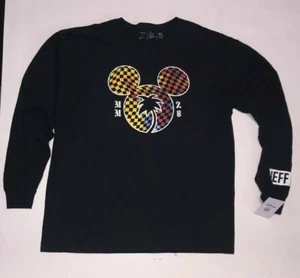 NWT Mens X-Large NEFF Disney Collection Mickey Mouse Ears T-Shirt Black Checker - Picture 1 of 5
