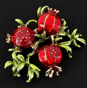 Granatapfel Brosche Anstecknadel Damen Schmuck Pin Obst Baum Casual m14 - Bild 1 von 3