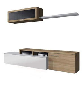 Mueble de Salon Comedor, Mueble de TV Moderno, acabado de color Blanco y Roble - Imagen 1 de 7