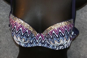 BIKINI OBERTEIL GRÖSSE 38 75B BLAU SILBER BÜGEL SCHAUMSTOFF GINA BENOTTI - Picture 1 of 1