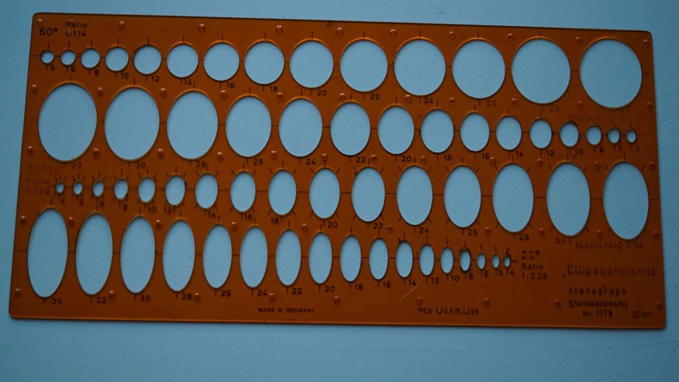 Zeichenschablone STANDARDGRAPH N° 1179 Ellipses-metric - Bild 1 von 1