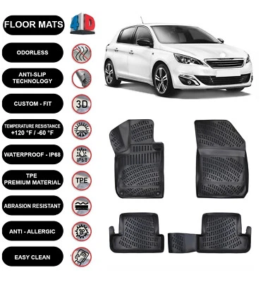 Alfombrillas forro para Peugeot 308 (2014-2021) impermeables moldeadas en 3D 4 piezas Foto 1 de 4