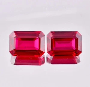 1 Pair 8x12 MM Natural Mozambique Blood Red Ruby Radiant Cut Loose Gem Certified - Picture 1 of 7