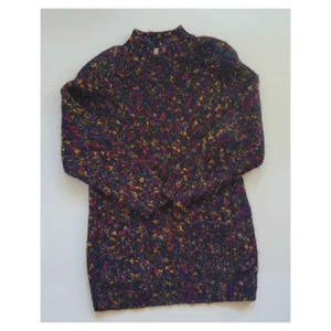 Vintage 90er Jahre bunter schwarzer Grobstrick Pullover. - Bild 1 von 7