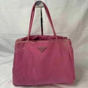 Bolso de Mano Prada Rosa Hombro Logo Triangular Nylon Usado Auténtico Bolso para Mujer - Imagen 1 de 10