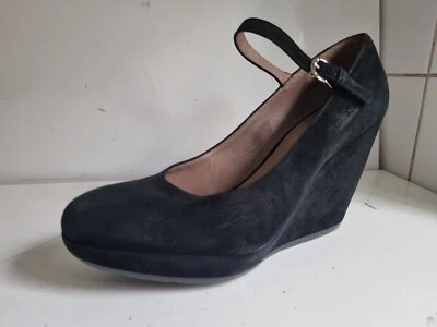 GEOX REPIRA ДИЗАЙНЕР UK 7 EU 40 ЖЕНЩИН ЧЕРНАЯ ЗАМША КОЖА СУДА КАБЛУКИ ТУФЛИ - Изображение 1 из 4