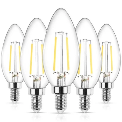 Ascher E12 LED Classic Candelabra Clear Light Bulbs 4W, Equivalent 40W, Dayli... - Image 1 of 4