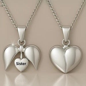 Collar colgante y cadena de plata de ley 925 con corazón de hermana - Love You Gift - Imagen 1 de 5