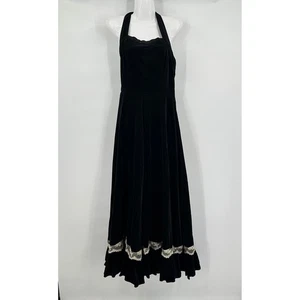 Couriers California Damen 70er Samt Neckholder Kleid Gr. S Whimsigoth Ren Faire - Bild 1 von 10