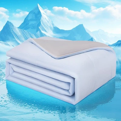 Queen Size Cooling Blanket, Q Max 0.4, Lightweight Comforter, Light Blue - Image 1 of 4