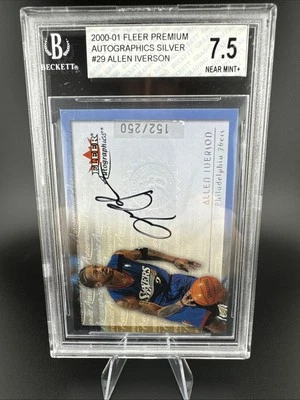 2000-01 Fleer Premium Autographics Silver #29 Allen Iverson /250 BGS 7.5 - Image 1 of 2