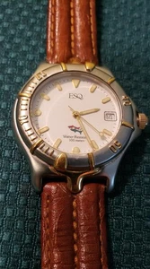 ESQ Swiss Two Tone Steel 28mm Case White Dial Leather 100M Quartz Women's Watch - Picture 1 of 6